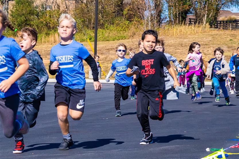 Students participate in a fun run